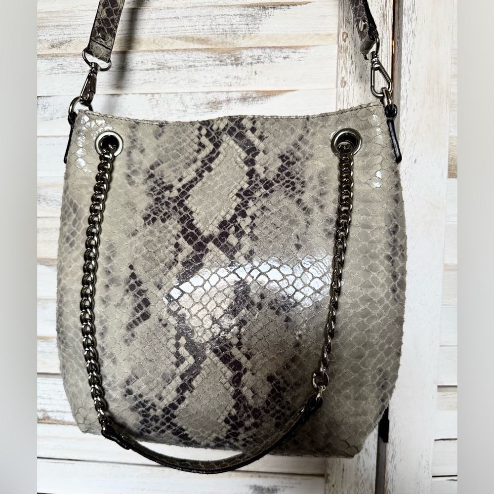 Michael Kors Jet Set Gray Python Print Leather Co… - image 7
